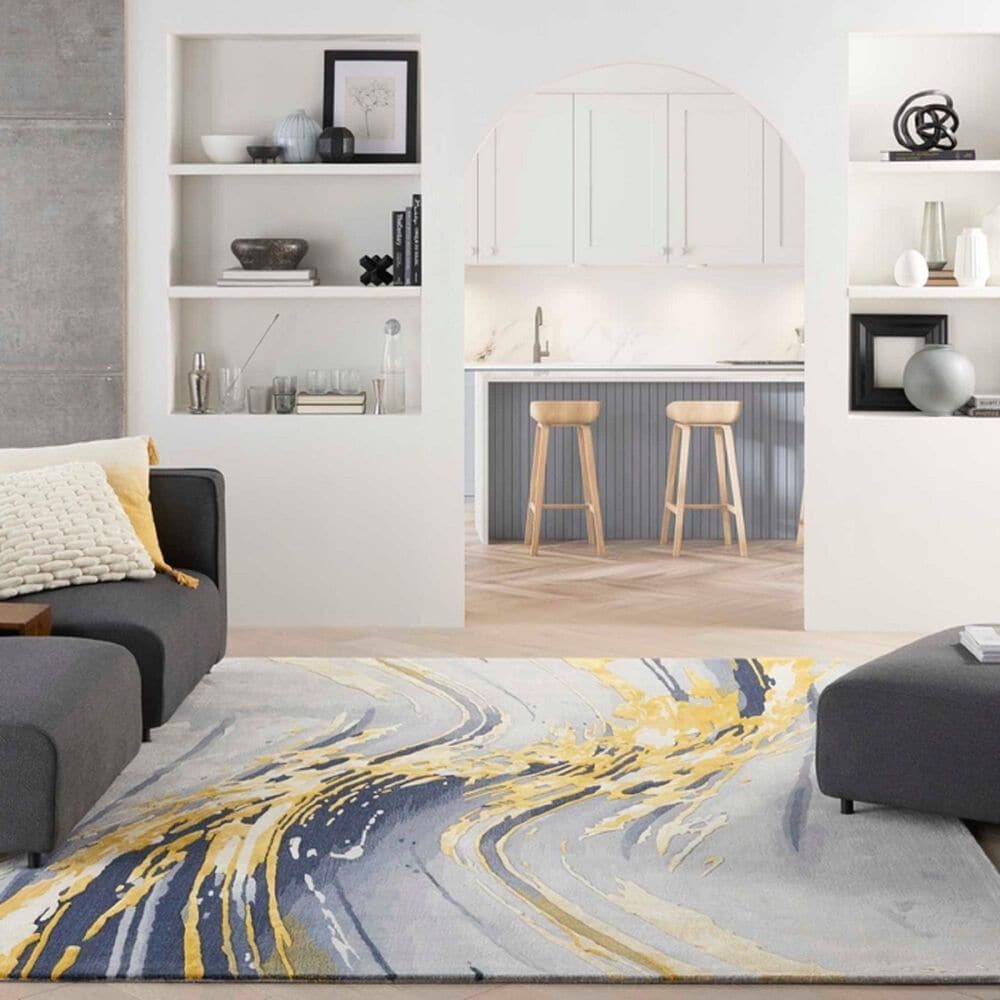 Nourison Prismatic 7&#39;9&quot; x 9&#39;9&quot; Grey and Gold Area Rug, , large