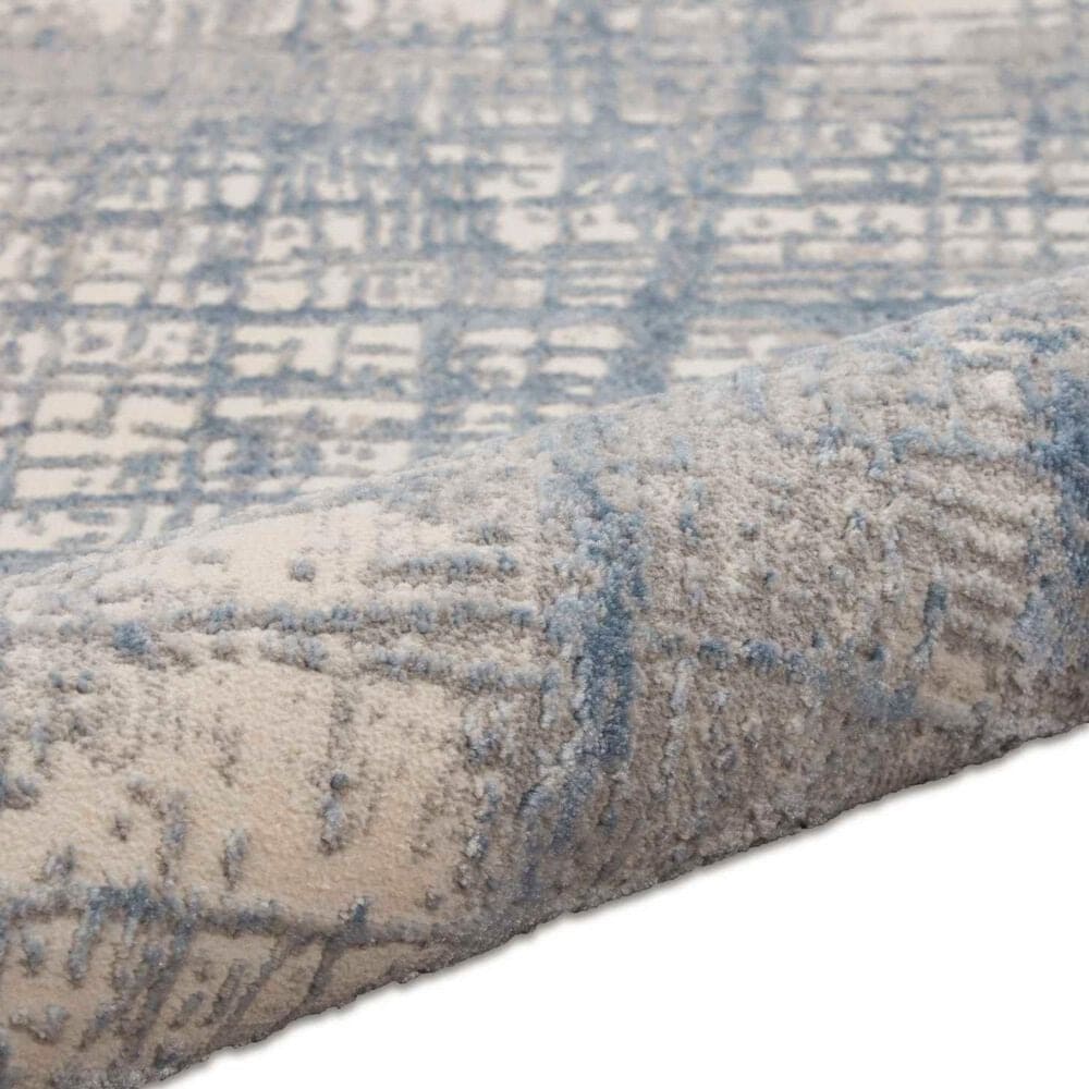 Nourison Rush 4&#39; Round Ivory and Blue Area Rug, , large