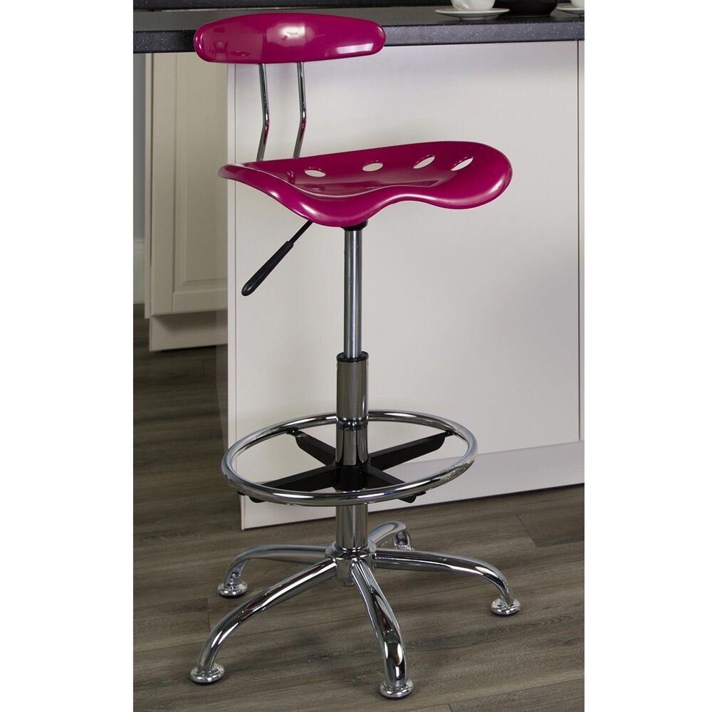 Flash Furniture Vibrant Drafting Stool in Pink, , large