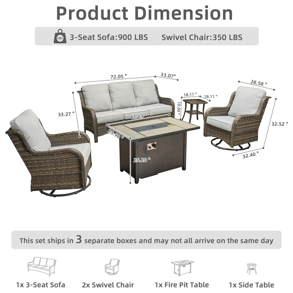 HOMLUX 5-Piece Patio Set in Grey, , large
