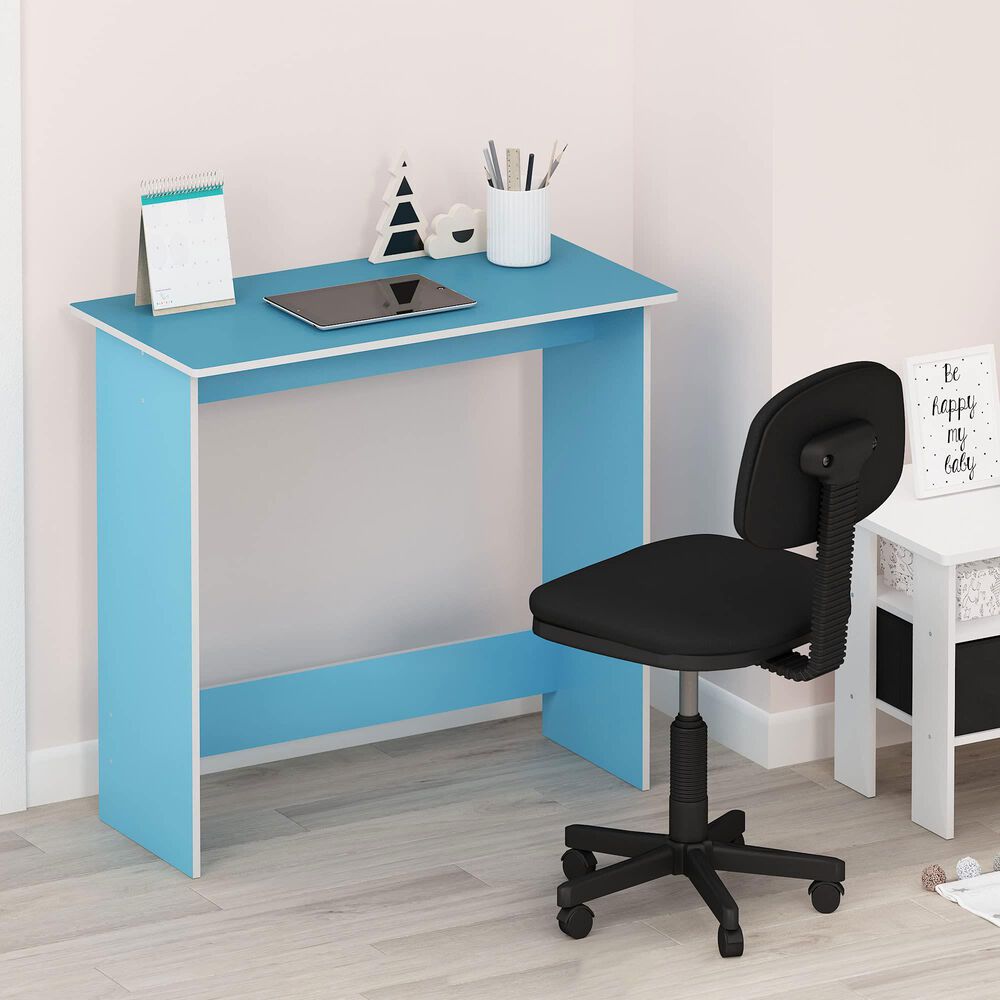 HOMLUX Modern Computer Desk in Light Blue and White, , large