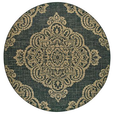 Oriental Weavers Marina 5929K 7"10" Round Black and Tan Area Rug, , large