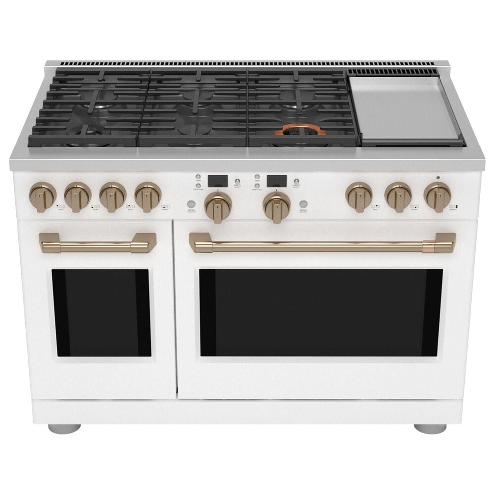 Cafe 8.25 Cu. Ft. Freestanding Dual Fuel Range with Double Oven in Matte White and Brushed Bronze, , large