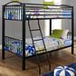 Linon Home Decor Heavy Twin Over Twin Bunk Bed in Black, , large