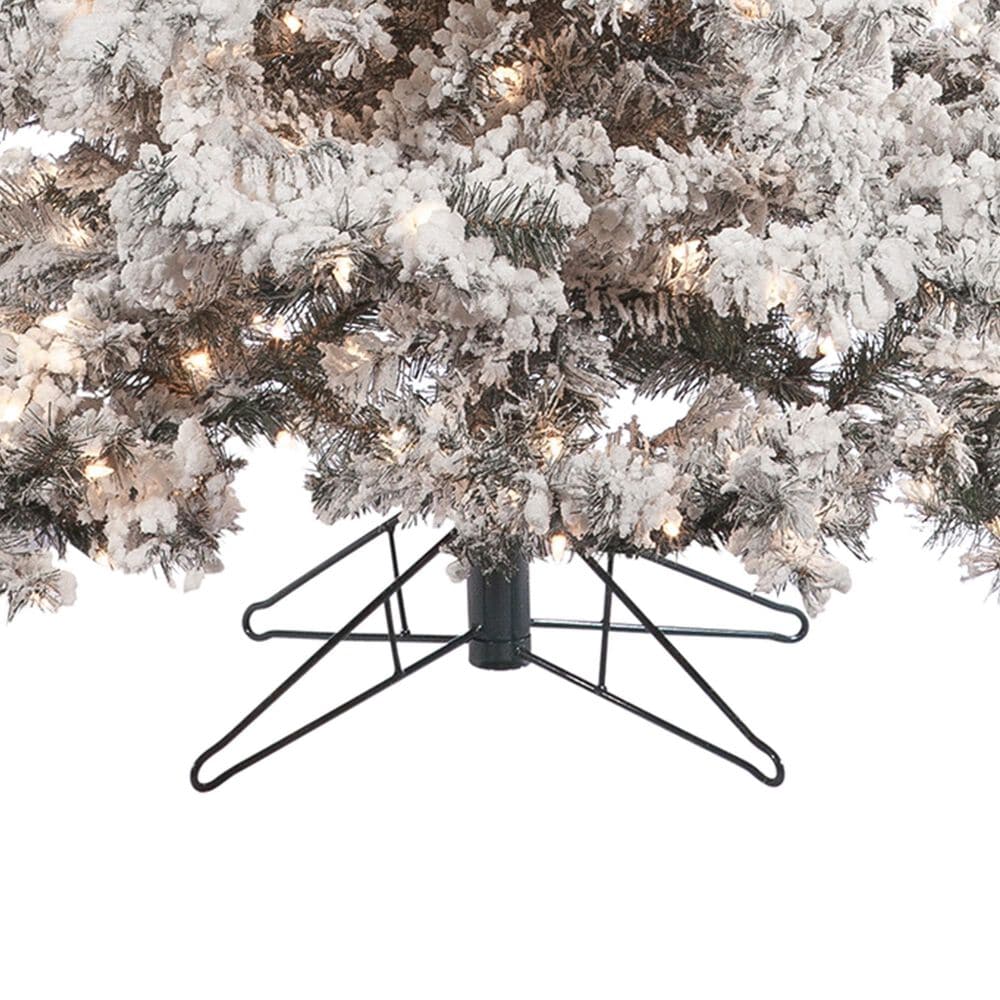The Gerson Company 7.5&#39; Pre-Lit Artificial Heavy Flocked Layered Spruce with White Lights in Green, , large