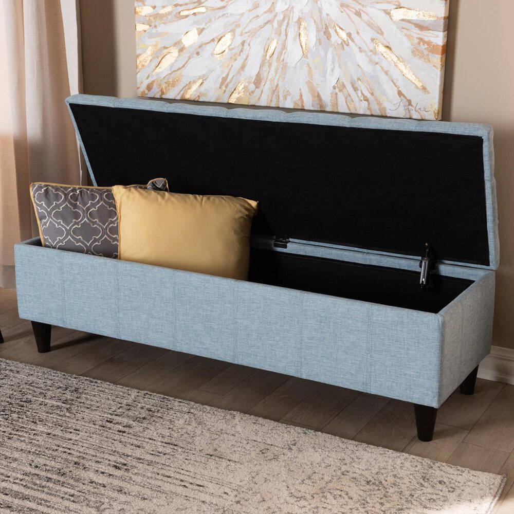 Baxton Studio Brette Storage Bench Ottoman in Blue NFM
