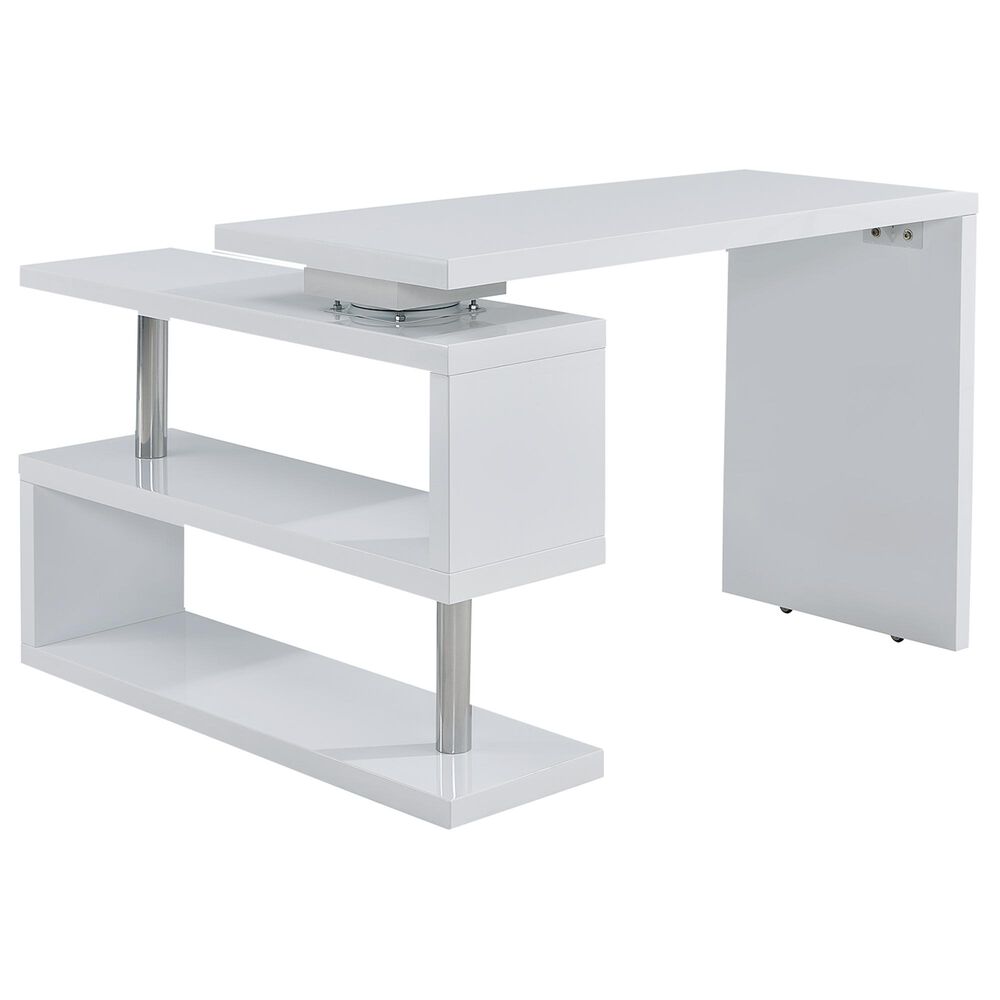 Southern Enterprises Yatesling Corner Desk in White/Chrome, , large
