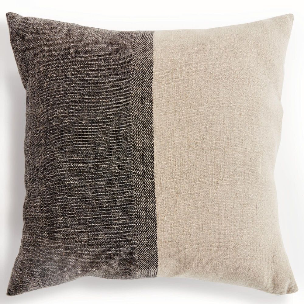 Napa Home and Garden Jules 24" x 24" Throw Pillow in Black and Flax, , large