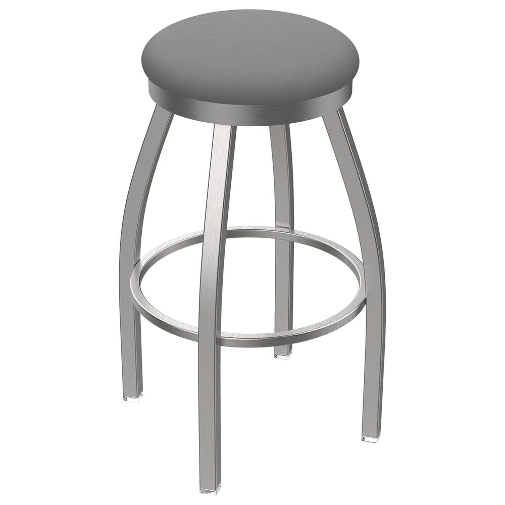 Holland Bar Stool 802 Misha 25" Swivel Counter Stool with Stainless and Canter Folkstone Grey Seat, , large