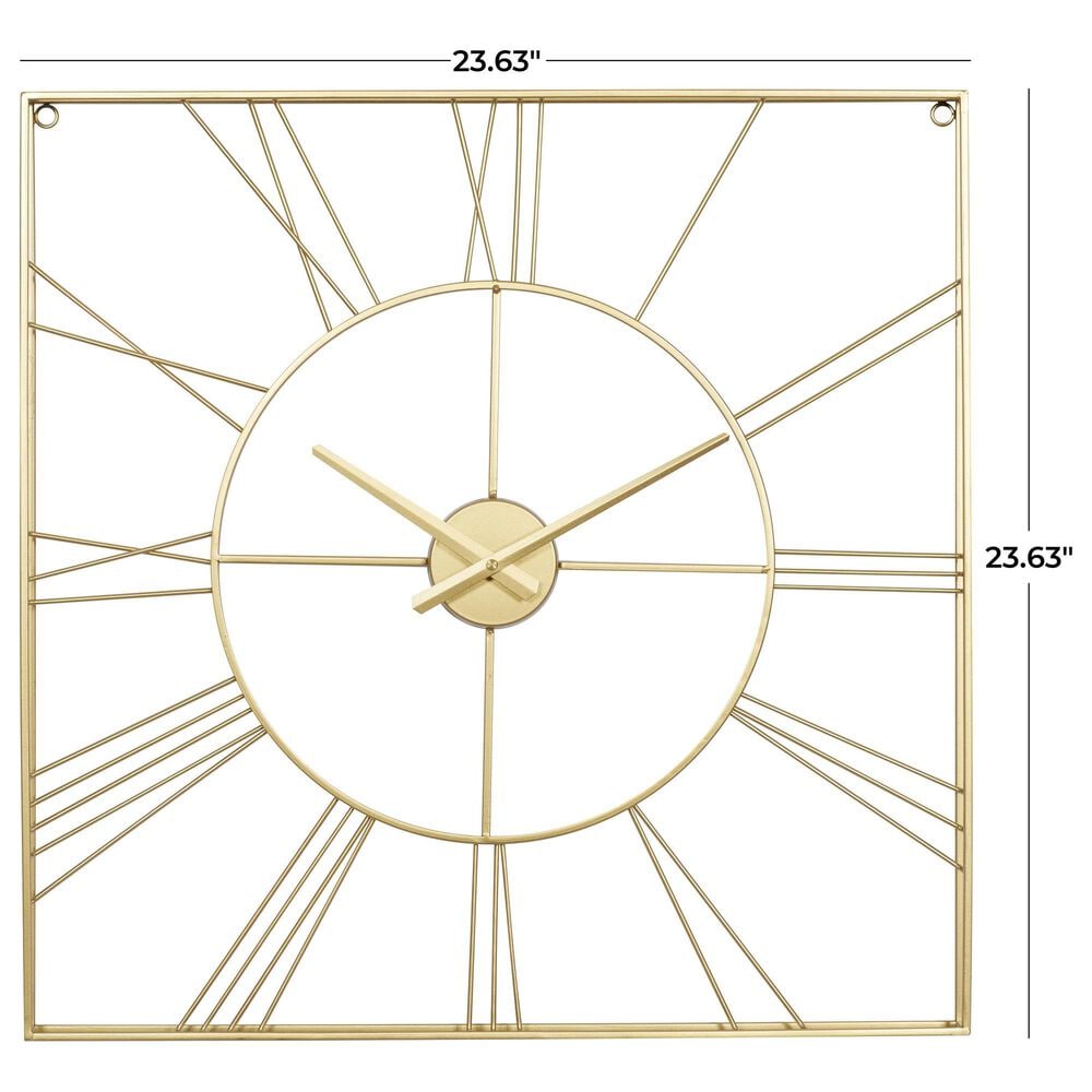 Maple and Jade Open Frame Square Decorative Wall Clock in Polished Gold, , large