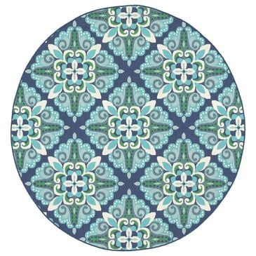 Oriental Weavers Meridian 2206B 7"10" Round Blue Area Rug, , large