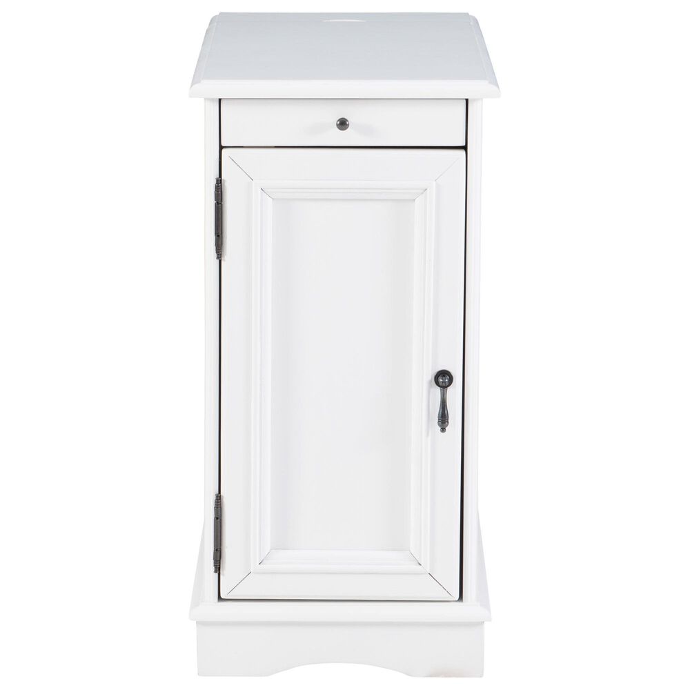 Linon Home Decor Barron Accent Table with USB Charging Station in White, , large