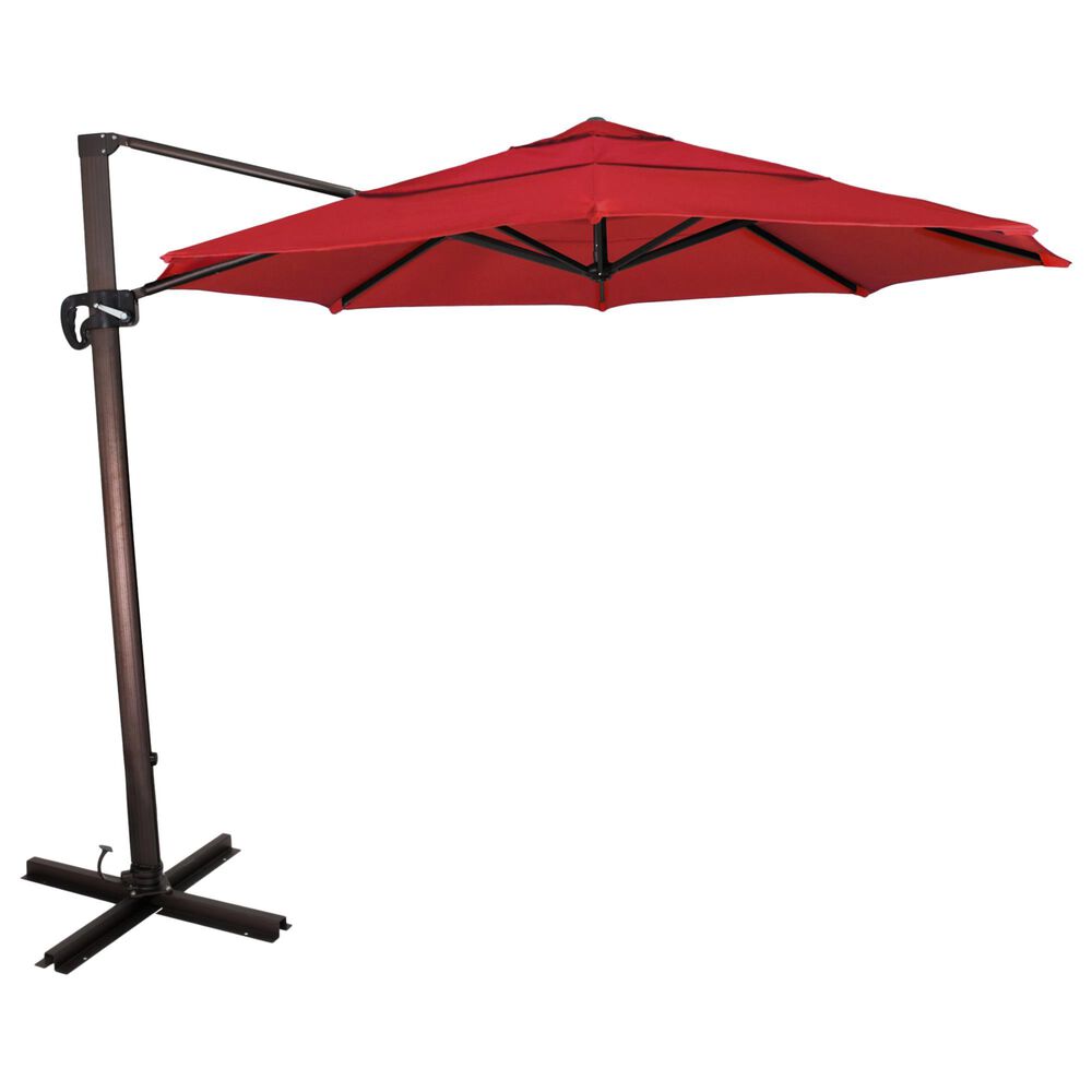 California Umbrella Cali 11" Jockey Red Cantilever Umbrella with Bronze Cross Base, , large