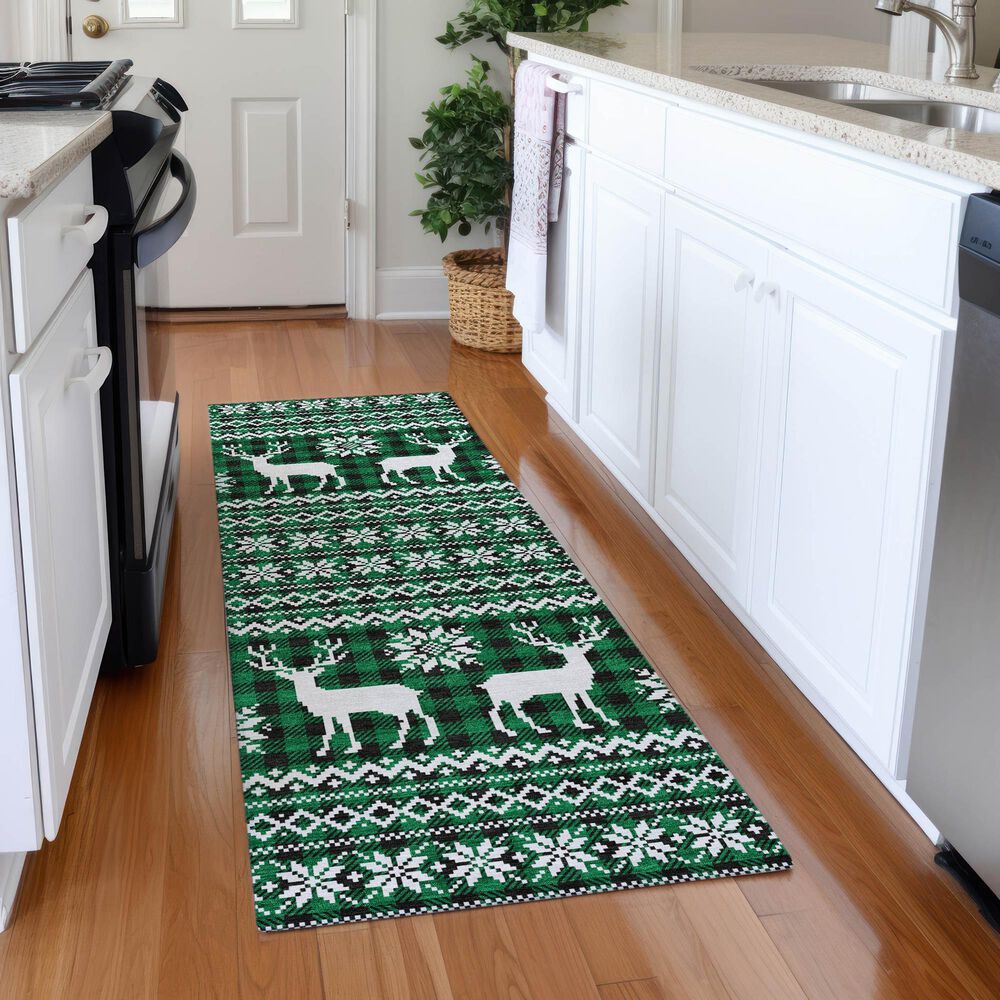 Dalyn Rug Company Wonderland WN28 2&#39;3&quot; x 7&#39;6&quot; Green Indoor/Outdoor Runner, , large