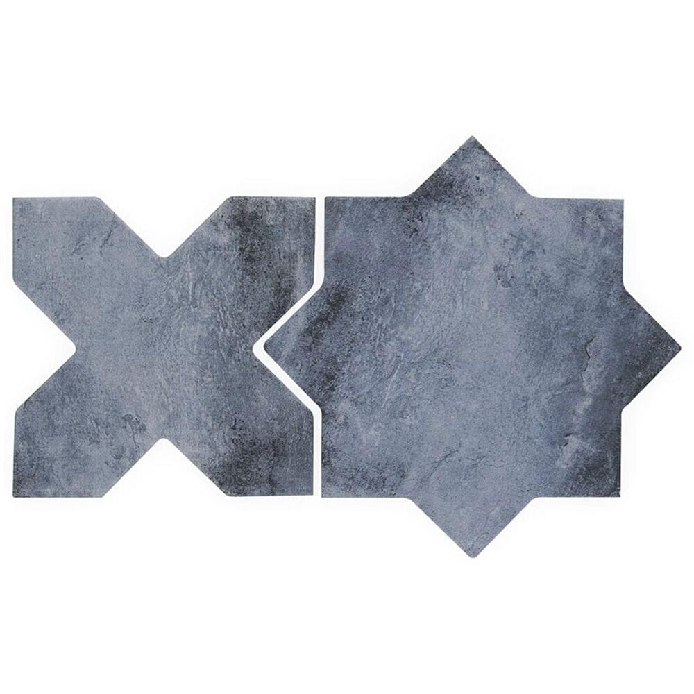 Soho Studio Malta Denim Blue Star and Cross 6" x 6" Porcelain Tile Kit, , large