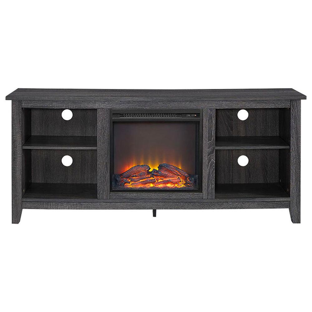 Walker Edison 58" Wood Fireplace TV Stand in Charcoal, , large