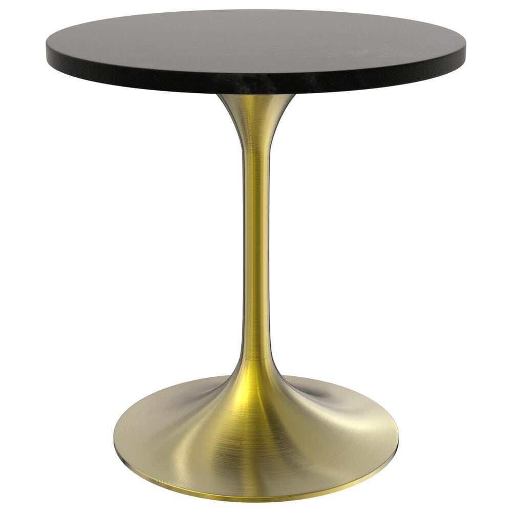 Leisuremod Verve 27" Round Dining Table with MDF Top in Brushed Gold and Black - Table Only, , large