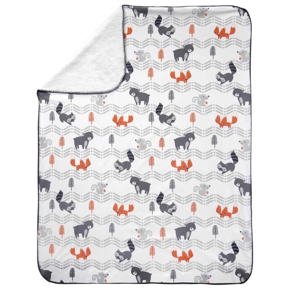 Lambs and Ivy Acorn Blanket in White and Gray, , large