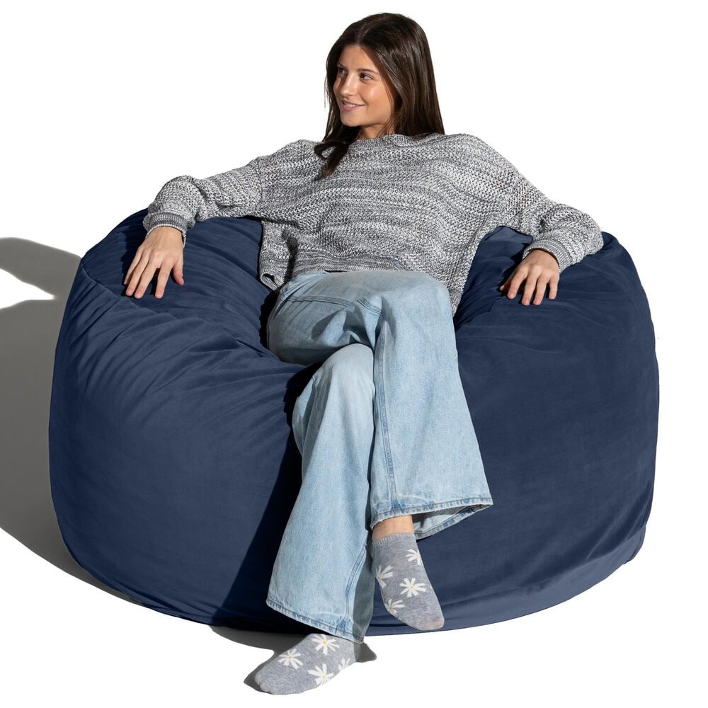 Jaxx Saxx 4&#39; Large Round Bean Bag Chair in Navy Blue, , large