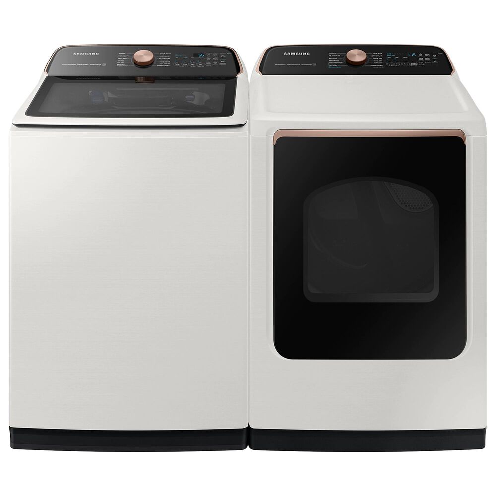 Samsung 5.5 Cu. Ft. Smart Top Load Impeller Washer and 7.4 Cu. Ft. Electric Dryer in Ivory, , large