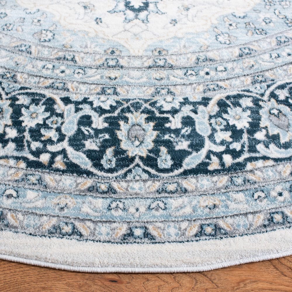 Safavieh Isabella 6&#39;7&quot; Round Cream and Dark Blue Area Rug, , large