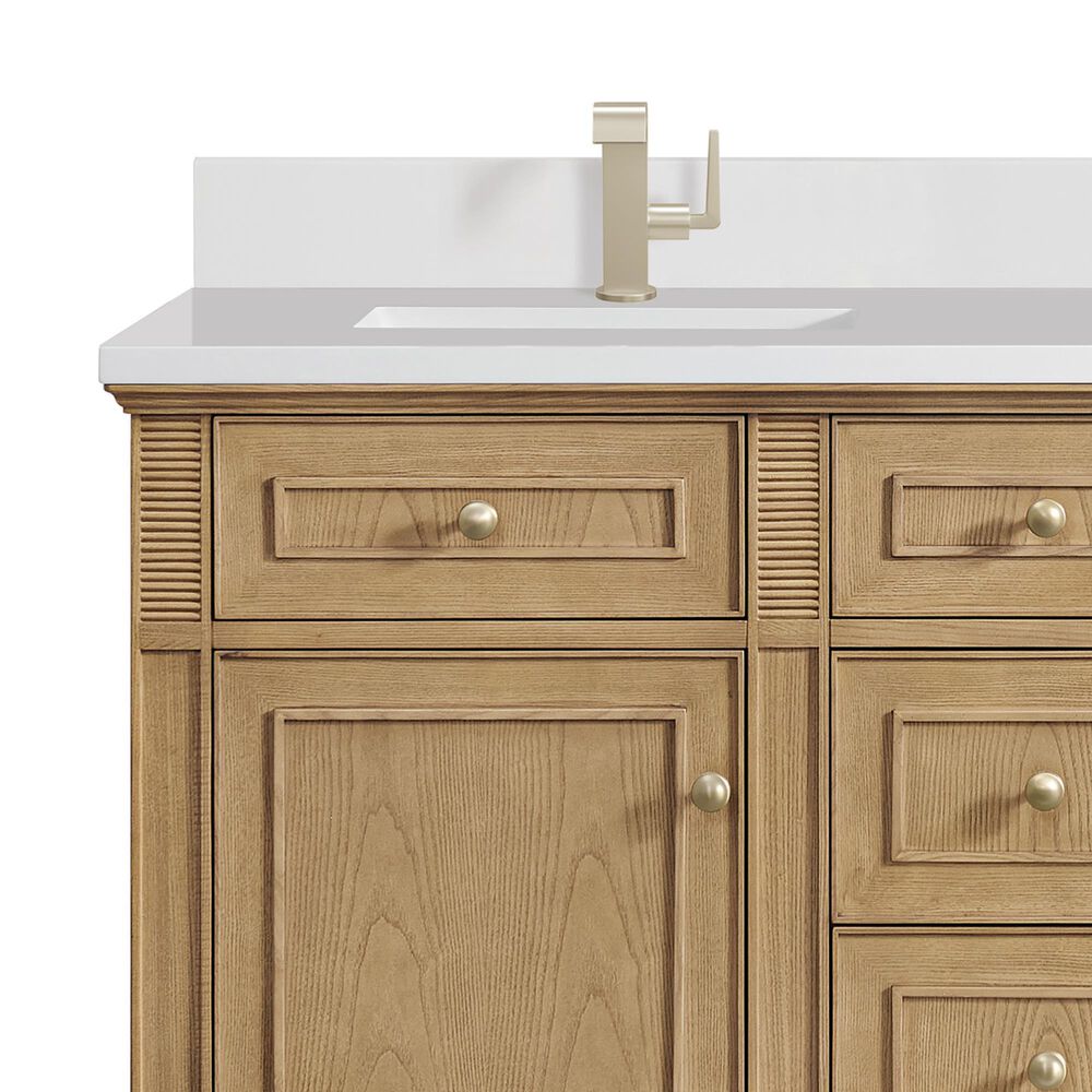 James Martin Vanities Lorelai 60&quot; Double Vanity in Light Natural Oak with 3 cm Arctic Fall Solid Surface Top, , large