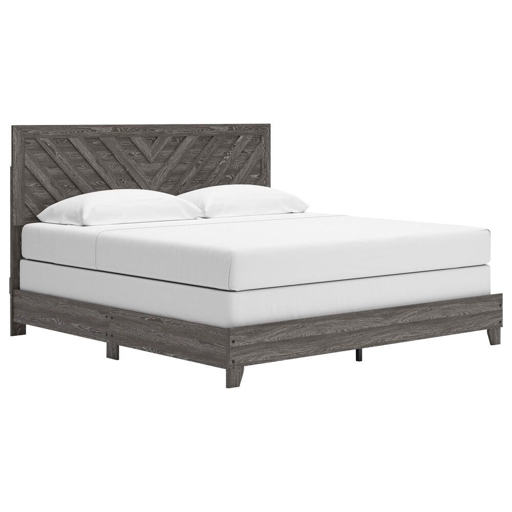 Ashley Sylveri King Chevron Panel Bed in Gray, , large