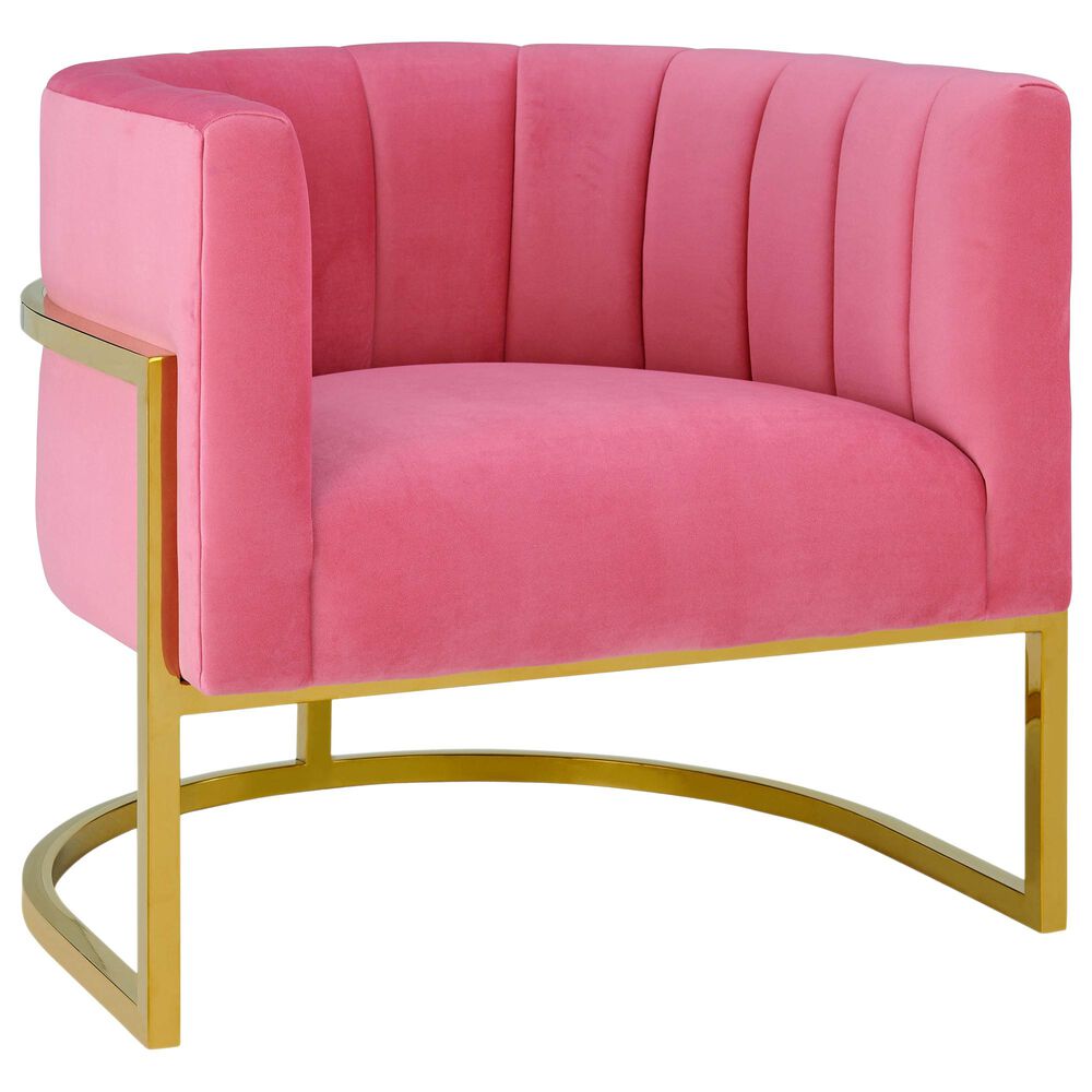 Tov Furniture Magnolia Chair in Rose Pink Velvet, , large