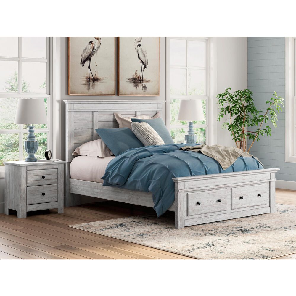 Ashley Makidern Queen Storage Bed with Two Drawers in Whitewash, , large