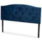 Baxton Studio Leone King Panel Headboard with Navy Blue Velvet in Dark Brown, , large