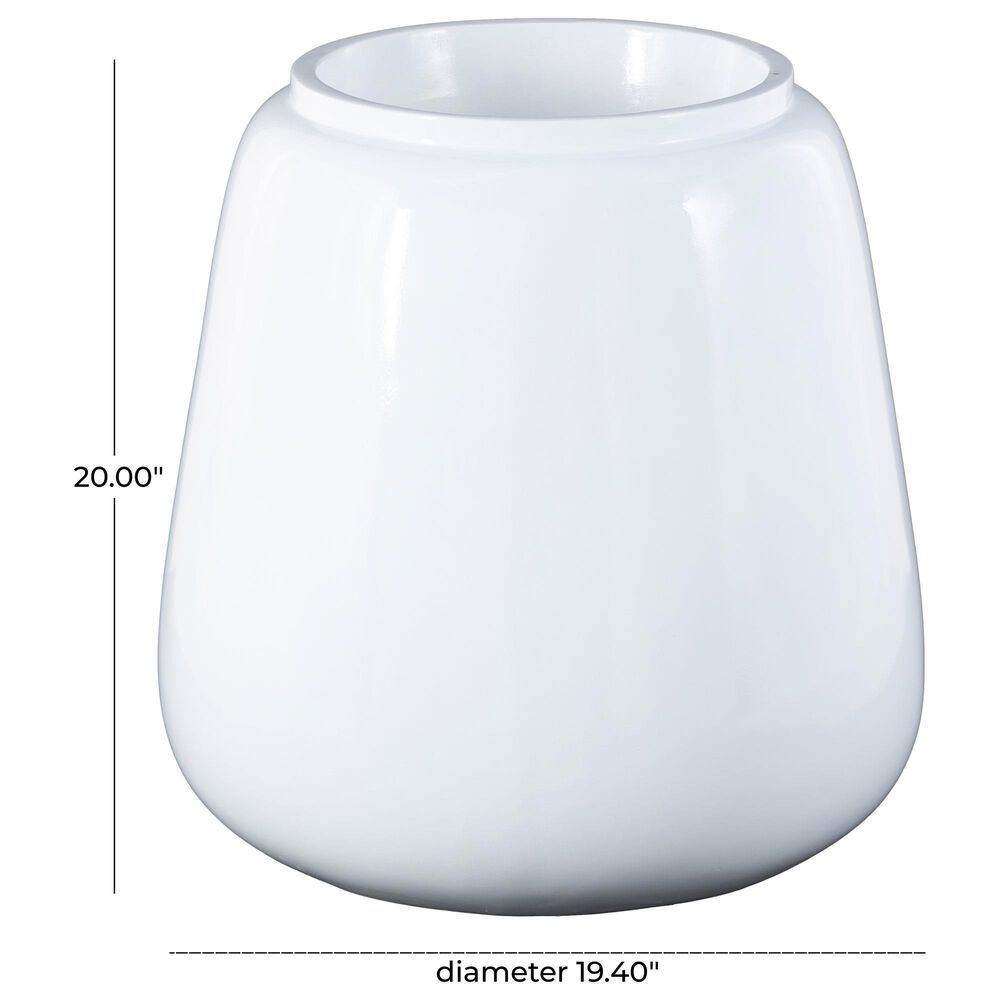 Maple and Jade 20&quot; Short Floor Decorative Vase in Polished White, , large