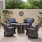Noble House Liam 5-Piece Round Fire Pit Chat Set in Dark Brown and Hammered Bronze, , large