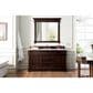 James Martin Vanities Brookfield 60" Single Bathroom Vanity in Burnished Mahogany with 3 cm Carrara White Marble Top and Rectangle Sink, , large