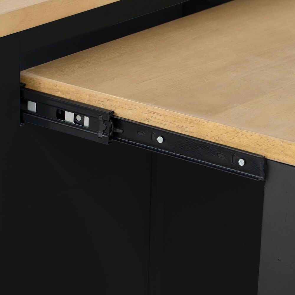HOMLUX 47" Kitchen Island with Extendable Dining Table in Black and Natural, , large