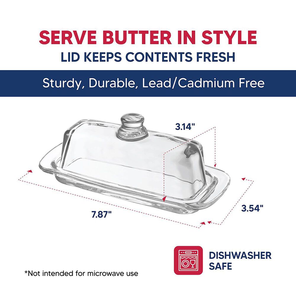 Harold Import Glass Butter Dish with Lid in Clear, , large