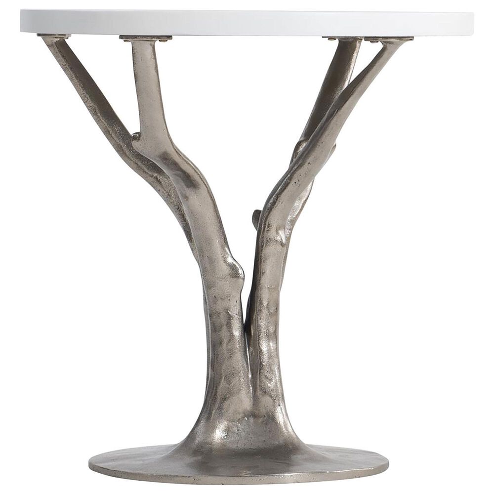 Bernhardt Cyprus End Table in Shiny Nickel and Bone - Table Only, , large