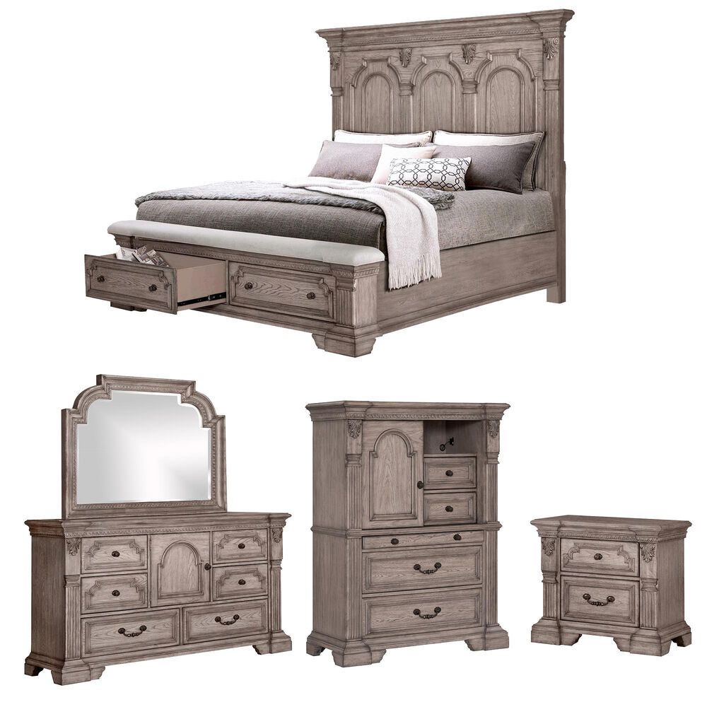 Sasha Lee 5-Piece Queen Storage Bedroom Set in Light Taupe, , large