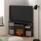 HOMLUX 47" Corner TV Stand with Electric Fireplace in Americano and Black, , large