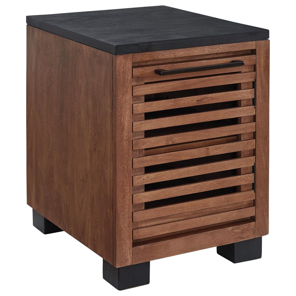 Ashley Kallari Chair Side End Table in Warm Brown and Matte Black, , large