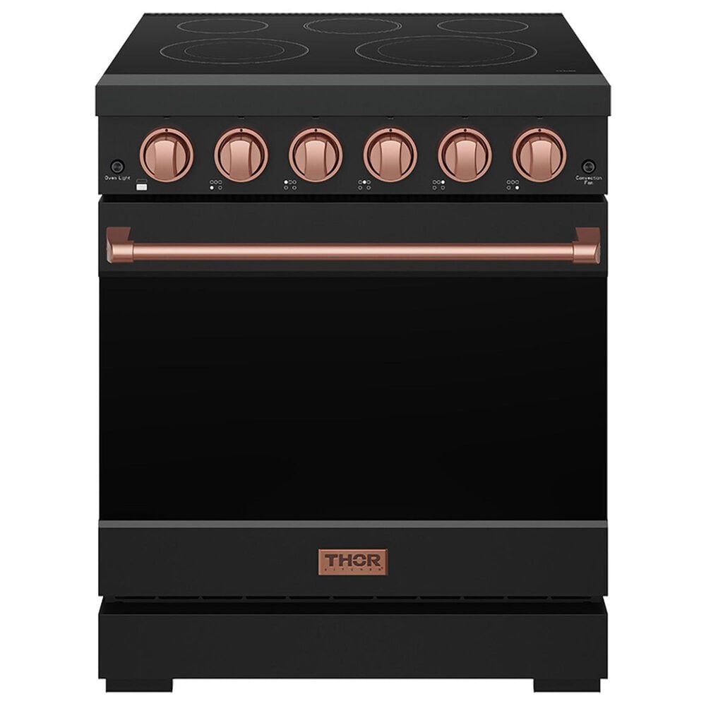 Thor Kitchen Gordon Ramsay 4.6 Cu. Ft. Professional Freestanding Electric Range with Rose Gold Handle Kit in Black, , large