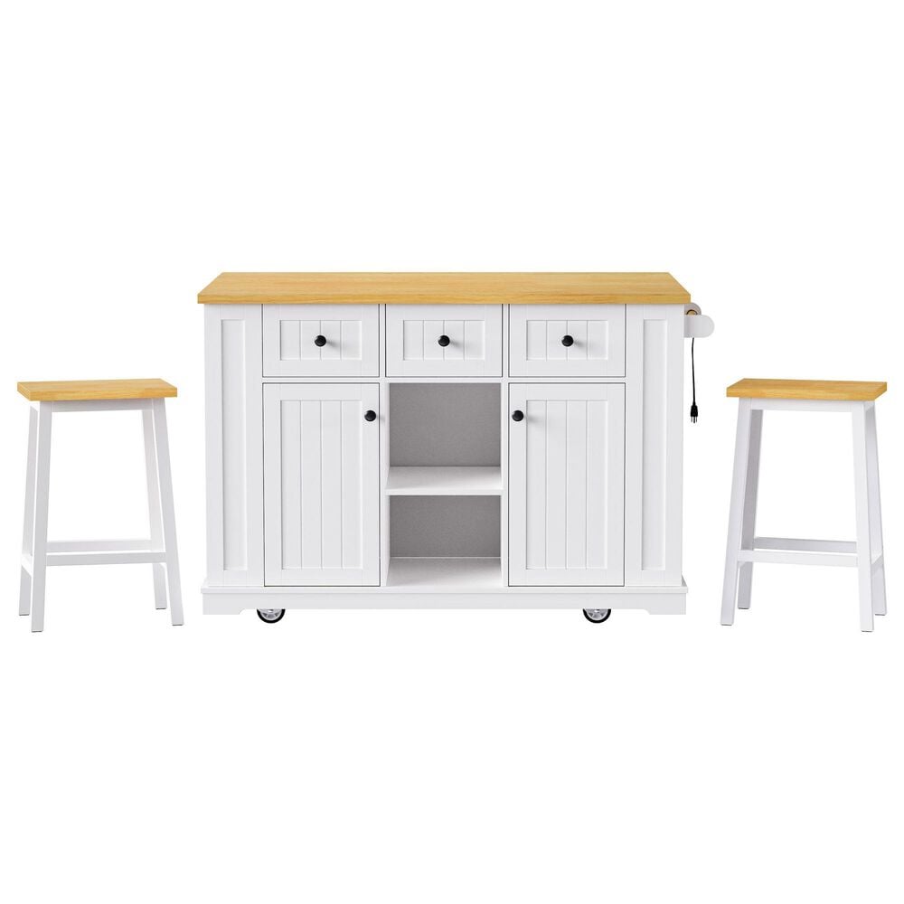 HOMLUX 53inch Large Kitchen Island in White(Three Packages), , large