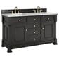 James Martin Vanities Brookfield 60" Double Bathroom Vanity in Black Onyx with 3 cm Arctic Fall Solid Surface Top and Rectangular Sinks, , large