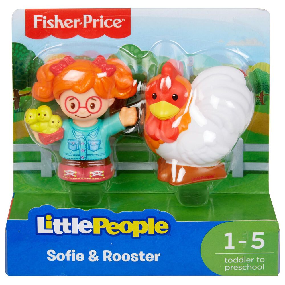 Little People Little People Sofie and Rooster Figure in White, Red, Orange, Green, Pink and Yellow, , large