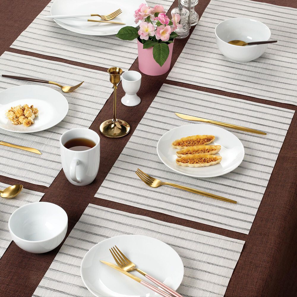 Willow &amp; Hem Harmony Woven Vinyl Placemat in White (Set of 6), , large