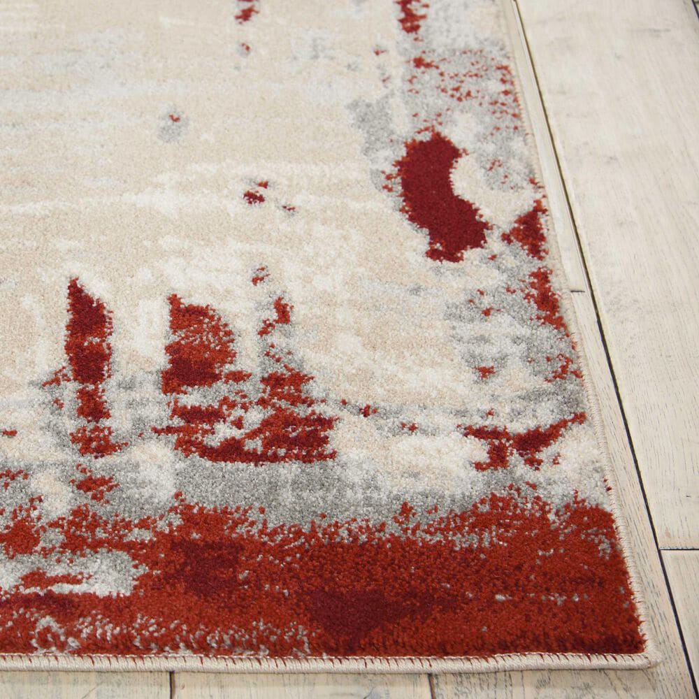 Nourison Maxell MAE14 9&#39;3&quot; x 12&#39;9&quot; Ivory and Red Area Rug, , large