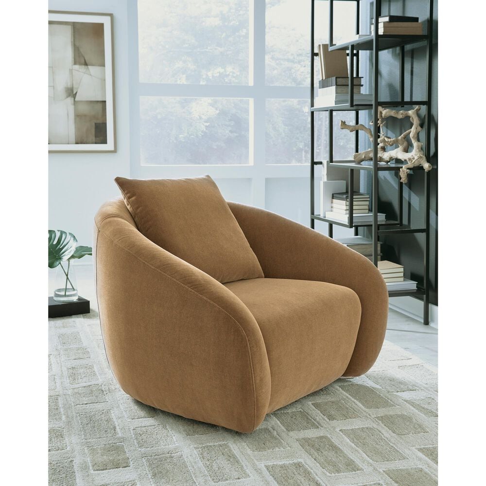 Ashley Yahya Swivel Accent Chair in Camel, , large