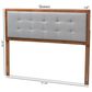 Baxton Studio Sarine Queen Panel Headboard with Light Grey Upholstered in Walnut Brown, , large