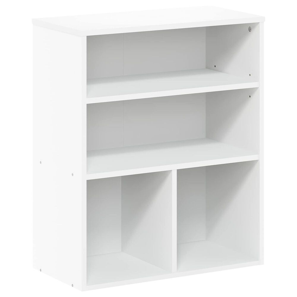 HOMLUX 3-Tier Display Bookcase with Adjustable Shelves in White, , large