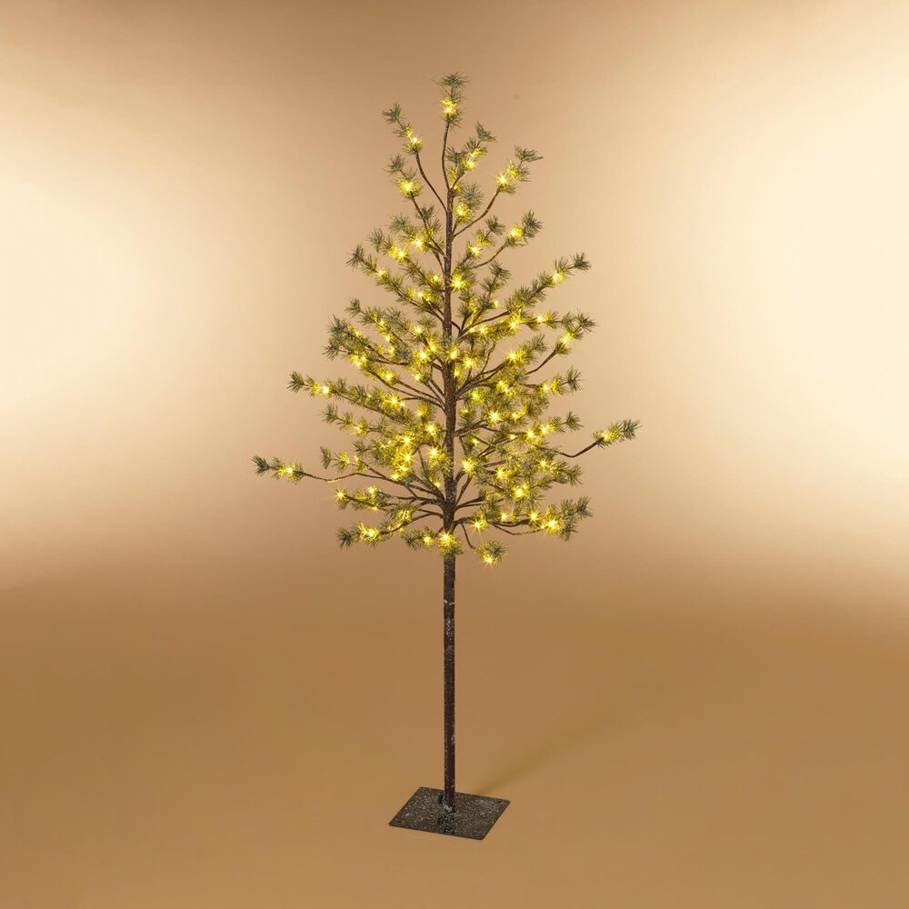 The Gerson Company 5&#39; Tall Electric Icy Pine Tree in Green and Brown, , large