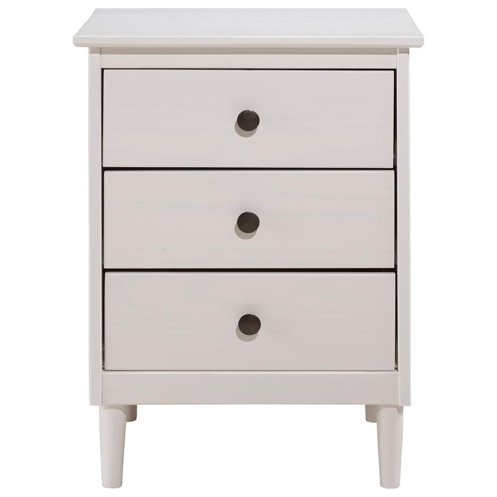 Walker Edison 3 Drawer Nightstand in White, , large